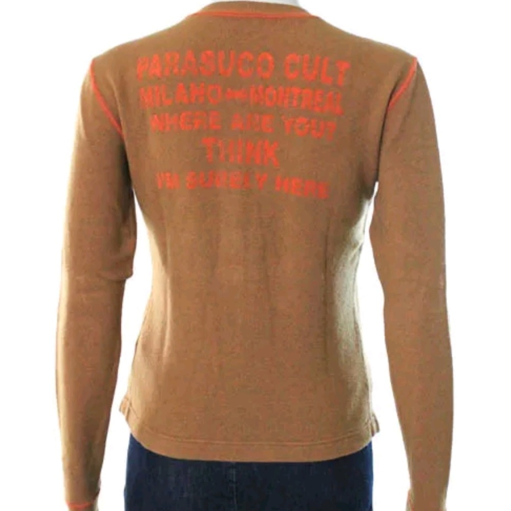 Parasuco wool crew neck half button down sweater 4 - Picture 3 of 6